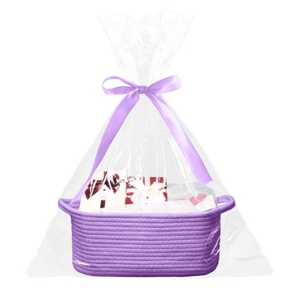 Picture of Poschnor Baby Gift Basket with Gift Bags and Ribbons, Empty Cotton Basket, Toy Storage for Baby and Pet, 12X 8 X 5 inch, Purple.