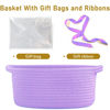 Picture of Poschnor Baby Gift Basket with Gift Bags and Ribbons, Empty Cotton Basket, Toy Storage for Baby and Pet, 12X 8 X 5 inch, Purple.