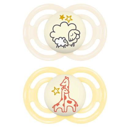 Picture of MAM Perfect Night Baby Pacifier, Patented Nipple, Glows in the Dark, 2 Pack, 6+ Months, Unisex