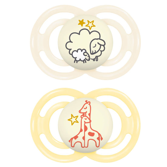 Picture of MAM Perfect Night Baby Pacifier, Patented Nipple, Glows in the Dark, 2 Pack, 6+ Months, Unisex