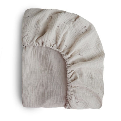 Picture of mushie Extra Soft Muslin Fitted Crib Sheet | 192 Thread Count | 28"x 52" (Falling Stars)