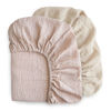 Picture of mushie Extra Soft Muslin Fitted Crib Sheet 2-Pack | 192 Thread Count | 28"x 52" (Blush/Fog)