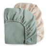 Picture of mushie Extra Soft Muslin Fitted Crib Sheet 2-Pack | 192 Thread Count | 28"x 52" (Roman Green/Fog)