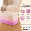 Picture of OIAHOMY 108L Super Large Blanket Basket, 25”x16”x16”(108L) Rectangle Woven Baskets for Storage, Cotton Rope Basket For Living Room, Toy Basket with Handle, Basket for Organizing- Gradient Pink