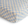 Picture of mushie Extra Soft Muslin Fitted Crib Sheet | 192 Thread Count | 28"x 52" (Blue Check)