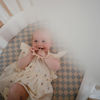 Picture of mushie Extra Soft Muslin Fitted Crib Sheet | 192 Thread Count | 28"x 52" (Blue Check)