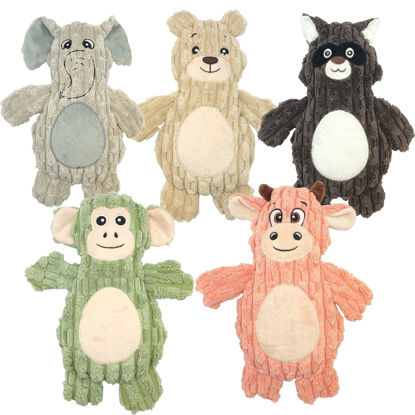 Picture of Dog Toys for Large Breed, Squeaky Funny Cute Interactive Medium & Small Dog Toys, Stuffed Plush Animals Puppy Toys - 5PACK
