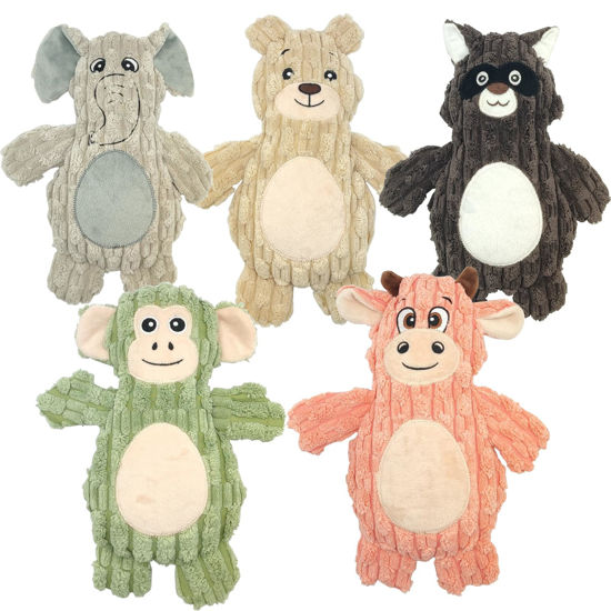 Picture of Dog Toys for Large Breed, Squeaky Funny Cute Interactive Medium & Small Dog Toys, Stuffed Plush Animals Puppy Toys - 5PACK