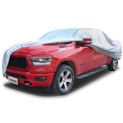 Picture of Tecoom Hard Shell Truck Car Cover Waterproof UV-Proof Windproof Zipper Design with Strap Buckle Fit for Ford F150 Ram 1500 Chevy Silverado Toyota Tundra GMC Sierra Full Size Truck Length Up to 233"