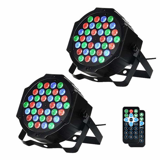 Picture of LUNSY Dj Lights, 36 LED Par Lights Stage Lights with Sound Activated Remote Control & DMX Control, Stage Lighting Uplights for Wedding Club Music Show Christmas Holiday Party Lighting - 2 Pack