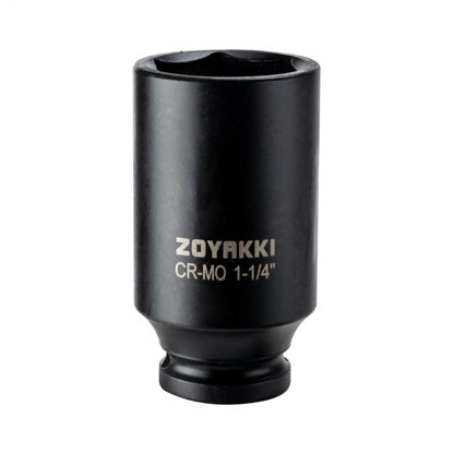 Picture of ZOYAKKI 6-Point 1/2-Inch Drive Deep Impact Socket- 1-1/4" (SAE), CR-MO, 1/2-inch Drive 6 Point Axle Nut Socket for Easy Removal of Axle Shaft Nuts (1-1/4")