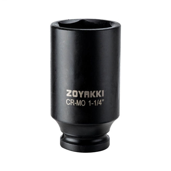 Picture of ZOYAKKI 6-Point 1/2-Inch Drive Deep Impact Socket- 1-1/4" (SAE), CR-MO, 1/2-inch Drive 6 Point Axle Nut Socket for Easy Removal of Axle Shaft Nuts (1-1/4")
