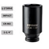 Picture of ZOYAKKI 6-Point 1/2-Inch Drive Deep Impact Socket- 1-1/4" (SAE), CR-MO, 1/2-inch Drive 6 Point Axle Nut Socket for Easy Removal of Axle Shaft Nuts (1-1/4")
