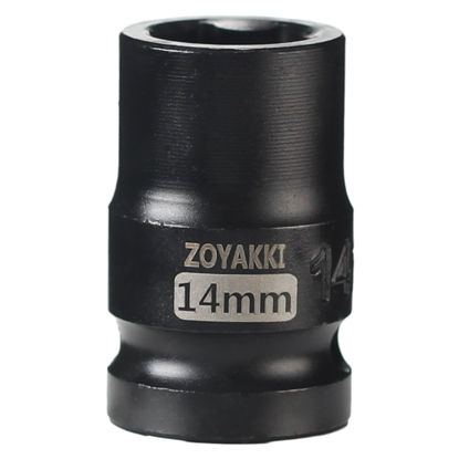 Picture of ZOYAKKI Shallow Impact Socket, SAE, 1/2 Inch Drive, 6 Point, Metric x 14 mm