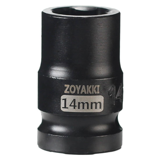 Picture of ZOYAKKI Shallow Impact Socket, SAE, 1/2 Inch Drive, 6 Point, Metric x 14 mm