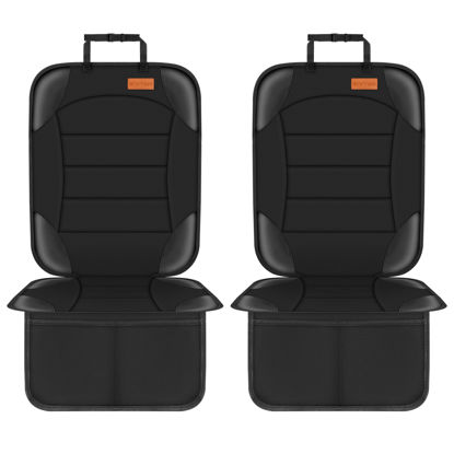 Picture of Siivton Car Seat Protector for Child Seat Cushion for Leather and Fabric Seats, 2 Mesh Pockets, Non-Slip Backing, Carseat Protectors for Vehicles, Baby, Pets (2 Pack)