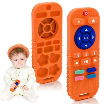 Picture of AiTuiTui Baby Teether for Teething Relief Baby Toys 3 6 9 12 Months, Silicone Baby Teether Toy for Babies Remote Control Newborn Infant Boy Girl Autism for Baby Gifts, Orange