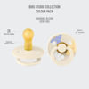 Picture of BIBS Pacifiers - Colour Studio 2 Pack | Round Nipple Baby Pacifier | BPA Free Natural Rubber Latex Soother | Made in Denmark | Size 6+ Months | Morning Bloom Ivory