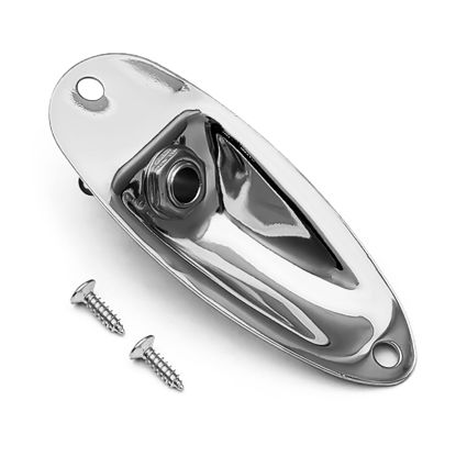 Picture of MAXCHEER Guitar Input Jack Socket Plate Output Loaded Boat Style 1/4 Inch with Screws for Fender Stratocaster Strat St Mono Electric Guitar for Electric Guitar Replacement Parts (Chrome)