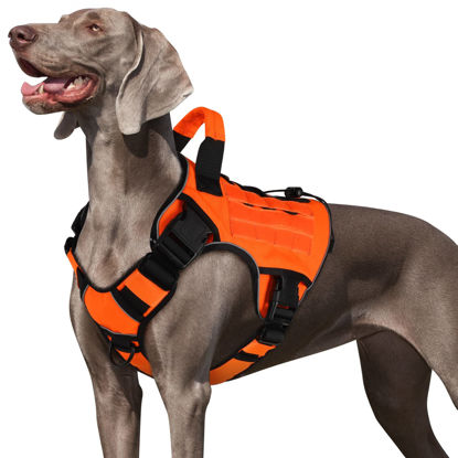 Picture of WINGOIN Orange Tactical Dog Harness Vest for Large Medium Dogs No Pull Adjustable Reflective K9 Military Dog Service Dog Harnesses with Handle for Walking, Hiking, Training(M)