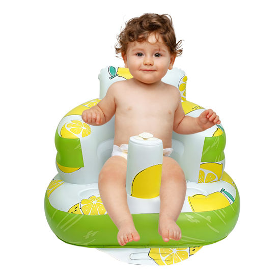 Picture of AirSwim Baby Inflatable Seat for Babies 3 Months and Up, Baby Support Seat Summer Toddler Chair for Sitting Up, Built in Air Pump Baby Floor Seat Gifts, Lemon