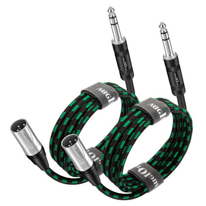 Picture of Augioth XLR Male to 1/4 Cable 6ft 2Pack, Balance 6.35mm TRS Plug to 3-pin XLR Male, Quarter inch TRS Male to XLR Male Mic Cable for Power Speaker, Mixer, Amplifier