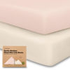 Picture of Pack and Play Sheets Fitted, 2-Pack Mini Crib Sheets - Pack N Play Sheets, Organic Fitted Crib Sheet for Pack and Play Mattress, Playard Baby Crib Sheets, Crib Sheets Neutral for Boys, Girls (Cameo)