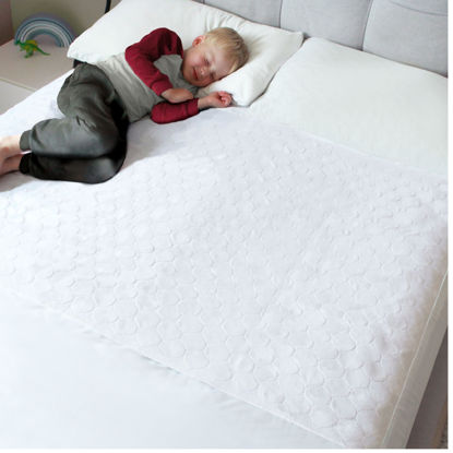 Picture of Hygge Sheets® Potty Training Pee Pads for Kids, Toddlers - 100% Waterproof, Non Slip Bed Wetting Pad for Full Size Beds - Washable, Reusable Mattress & Sheet Protector - White