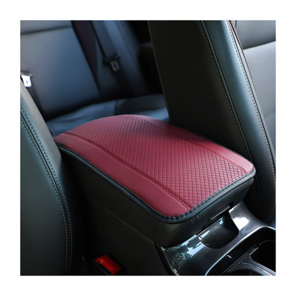 Picture of 8sanlione Car Armrest Storage Box Mat, Fiber Leather Car Center Console Cover, Car Armrest Seat Box Cover Accessories Interior Protection for Most Vehicle, SUV, Truck, Car (Wine Red)