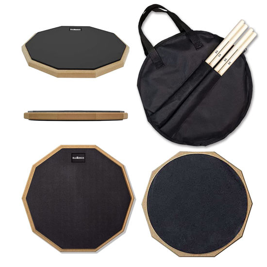 Picture of HAIRIESIS Snare Drum Practice Pad,12-Inch Practice Drum Pad,Double Sided Silent Drum Pad and Sticks,Drum Pads Carry Bag