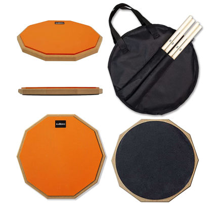 Picture of HAIRIESIS Snare Drum Practice Pad,12-Inch Practice Drum Pad,Double Sided Silent Drum Pad and Sticks,Drum Pads Carry Bag