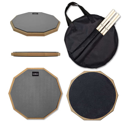 Picture of HAIRIESIS Snare Drum Practice Pad,12-Inch Practice Drum Pad,Double Sided Silent Drum Pad and Sticks,Drum Pads Carry Bag