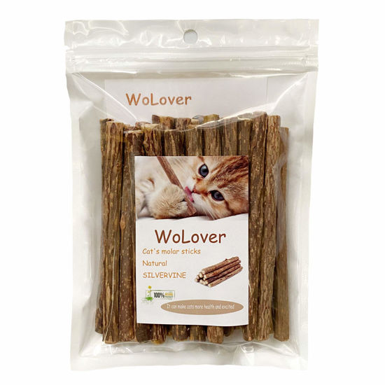 Picture of WoLover Silvervine Sticks for Cats, Natural Catnip Matatabi Chew Sticks Teeth Molar Chew Toys for Cat Kitten Kitty (25 PCS)