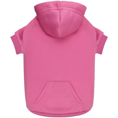 Picture of Dog Hoodie Dog Sweaters for Small Dogs Dog Sweater Solid Soft Brushed Fleece Dog Clothes Dog Hoodie Sweatshirt with Pocket(Pink-XS)