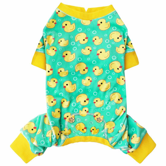 Picture of KYEESE Dog Pajamas Yellow Ducks Dog Surgery Recovery Suit Soft Dog Clothes Dog Costume Small Dog Pajamas Dog Coat Dog Onesie Dog Pajamas for Small Dogs Cat Clothes Dog Body Suits After Surgery