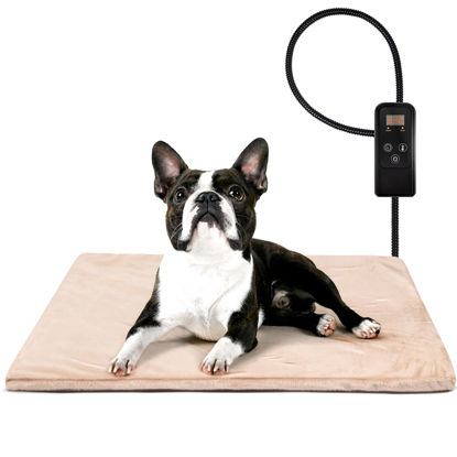 Picture of Niubya Pet Heating Pad for Dogs and Cats, Adjustable Temperature and Waterproof Pet Heated Mat with Timer, Electric Heating Pet Bed with Chew Resistant Cord and Soft Washable Cover