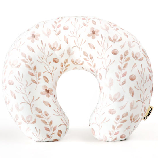 Picture of GRSSDER Nursing Pillow Cover, Stretchy Soft Minky Breastfeeding Pillow Slipcover, Fit Most Nursing Support Pillows for Breastfeeding, Comfortable Safe Pillow Cover, Watercolor Pink Flora