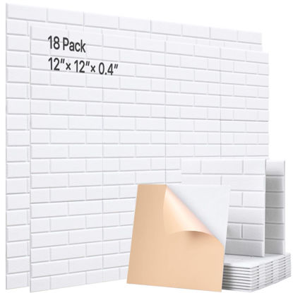 Picture of Soundsbay Acoustic Panels 18 Pack Sound Proof Foam Panels for Wall High Density Soundproof Wall Panels, Self-adhesive Brick Wall Panels for Home,Office,Reccording Room,Studio 12"×12"×0.4"