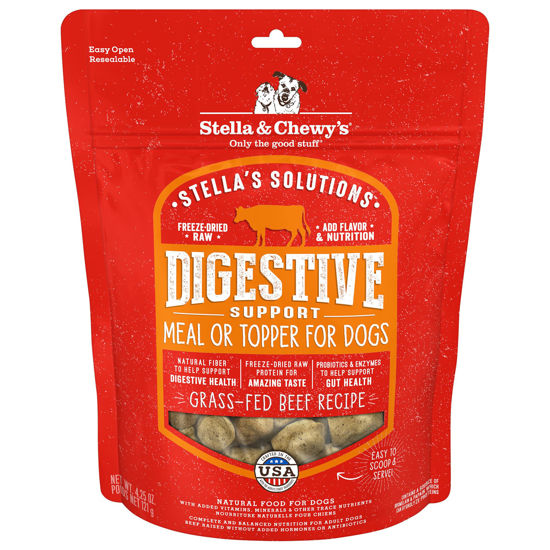 Picture of Stella & Chewy's - Stella’s Solutions Digestive Boost - Grass-Fed Beef Dinner Morsels - Freeze-Dried Raw, Protein Rich, Grain Free Dog Food - 4.25 oz Bag