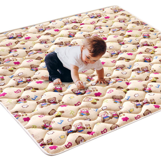 Picture of Vibe bear Baby Foam Play Mat, 59x59 Inches Baby Crawling Mat, Thicken One-Piece Baby Playmat, Non Slip Washable Baby Play Mat for Playing, Soft Floor Mat for Babies, Infants, Toddlers