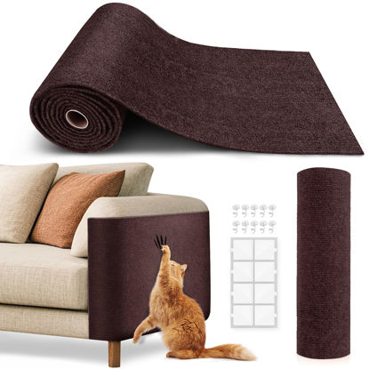 Picture of VIVOYAN 78.7"x15.8" Cat Scratch Mat,Trimmable Self-Adhesive Carpet,DIY Climb Cat Scratcher for Cat Couch Furniture or Wall Protector,Covering Cat Tower,and Replacement Pads (Brown)