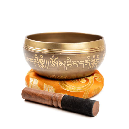 Picture of Tibetan Singing Bowl Set Bronze - Master Healing Grade - Authentic Handcrafted Sound Bowl by Himalayan Bazaar