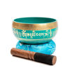 Picture of Tibetan Singing Bowl Set Bronze - Master Healing Grade - Authentic Handcrafted Sound Bowl by Himalayan Bazaar (Turquoise)