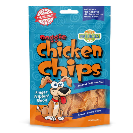 Picture of Chip's Naturals Doggie Chicken Chips Large 15 oz All Natural High Protein Low Calorie Healthy Dog Treats, Grain Free Gluten Free USDA Inspected & Approved Chicken Treat for Dogs, Pet Supplies
