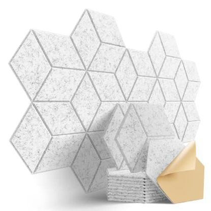 Picture of Dailycooper 12 Pack Self-adhesive Acoustic Panels 12" X 10" X 0.4" - Sound Proof Foam Panels with High Density,Stylish Y-Lined Design, Flame Resistant, Absorb Noise and Eliminate Echoes(Gray)
