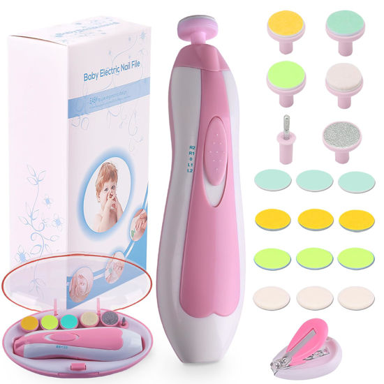 Picture of Baby Nail Trimmer Electric Nail File Baby Nail Clippers, 20 in 1 Safe Nail Filer Grinder Kit for Newborn Infant Toddler Kids or Adults Toes Fingernails Care Trim Polish, Led Light and Grinding Heads