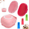 Picture of Comotech 3PCS Dog Bath Brush | Dog Shampoo Brush | Dog Scrubber for Bath | Dog Bath Brush Scrubber | Dog Shower/Washing Brush with Adjustable Ring Handle for Short&Long Haired Dogs (Pink Red Pink)