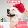 Picture of Comotech 3PCS Dog Bath Brush | Dog Shampoo Brush | Dog Scrubber for Bath | Dog Bath Brush Scrubber | Dog Shower/Washing Brush with Adjustable Ring Handle for Short&Long Haired Dogs (Pink Red Pink)