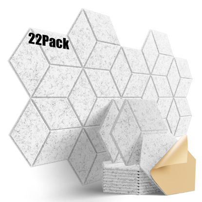 Picture of Dailycooper 22 Pack Self-adhesive Acoustic Panels 12" X 10" X 0.4" - Sound Proof Foam Panels with High Density, Fashionable Y-Lined Design, Flame Resistant, Absorb Noise and Eliminate Echoes(Gray)