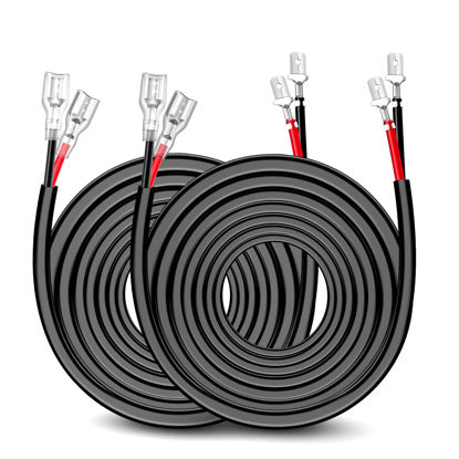 Picture of Nilight 2PCS 16 AWG 20 Feet Wiring Harness Extension Kit for LED Light bar Work Light LED Pods Off Road Lights Driving Fog Light Boat Lighting, 2 Years Warranty